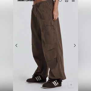 Jaded London Parachute Pants, Brown, Medium